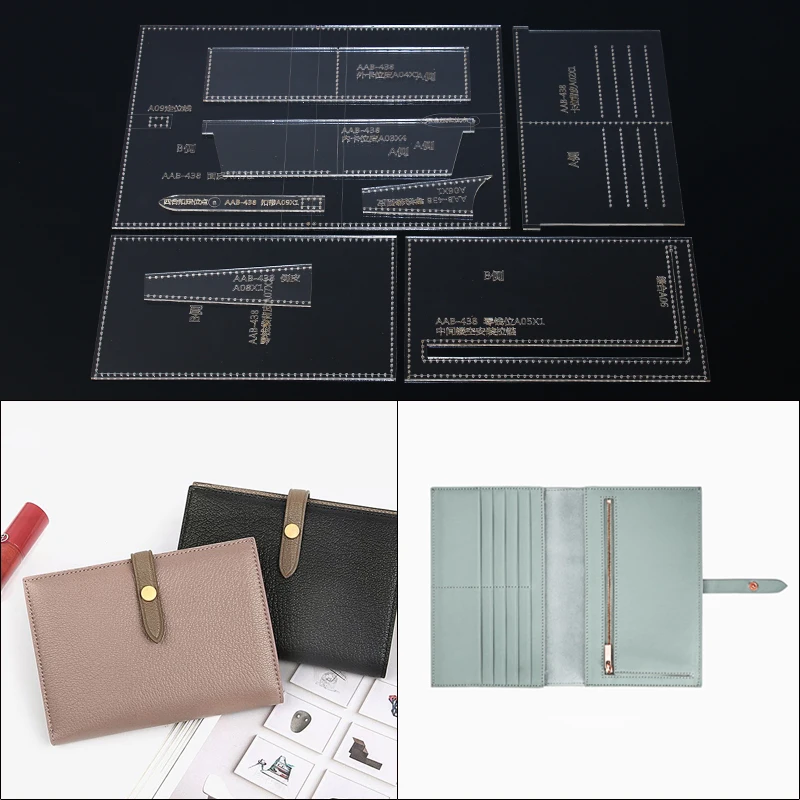 

1Set Ladies Fold wallet purse Card package edition type DIY handmade leather satchel acrylic made template pattern 19*12.5*2 cm