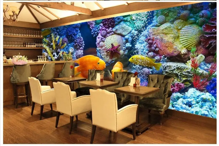 

Custom Photo Wallpaper KTV Living Room Wallpaper 3D Painting Original Beautiful Ocean Tropical Fish Landscape Background Wall