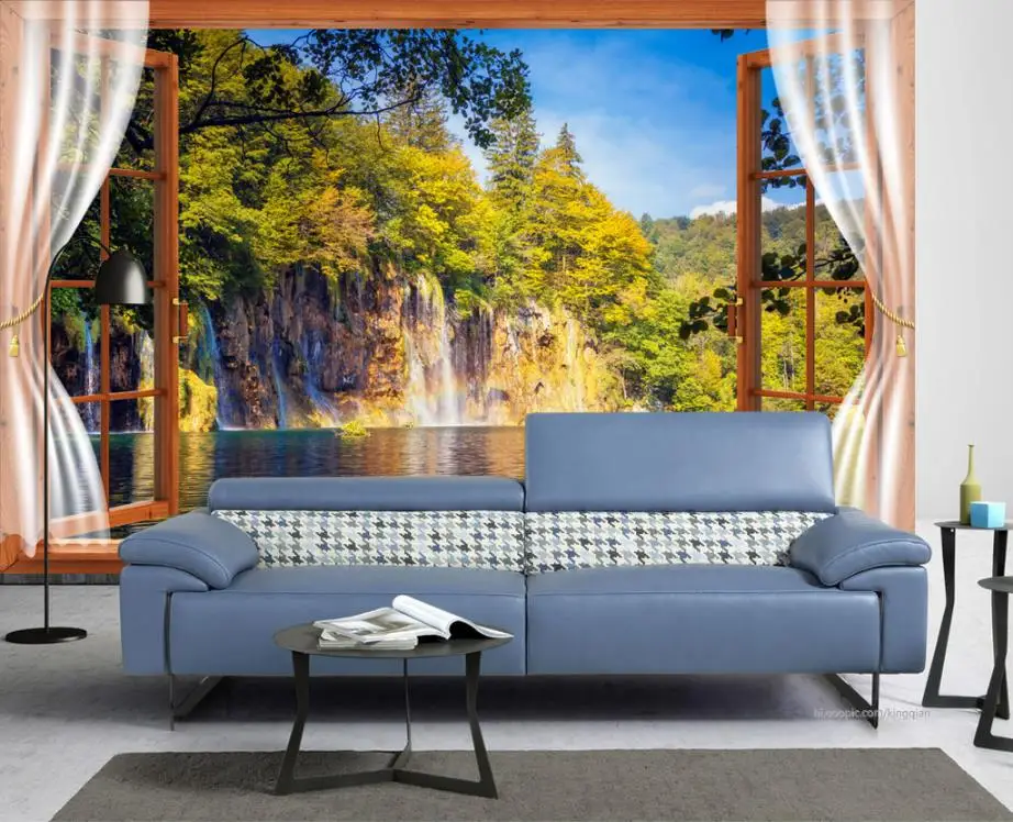 

Custom mural wallpaper Lake Stream Waterfall 3d wall papers home decor living room 3d Background wall photo wallpaper