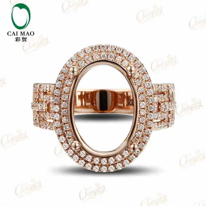 

CaiMao Oval cut Semi Mount Ring Settings &0.53 ct Diamond 18k Rose Gold Gemstone Engagement Ring Fine Jewelry