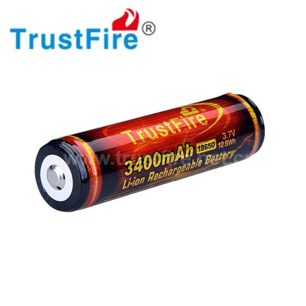 2PCS TrustFire 3400mAh 3.7V 18650 High Capacity Li-ion Lithium Rechargeable Battery with Protected PCB for Flashlight Headlamp