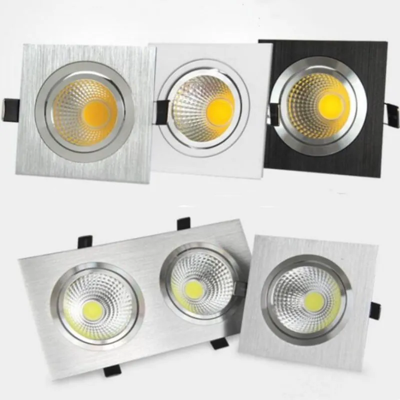 

Factory Wholesale 1*10W/2*10W White shell Black shell Silver shell Square COB Led down light COB Recessed Led ceiling lamp