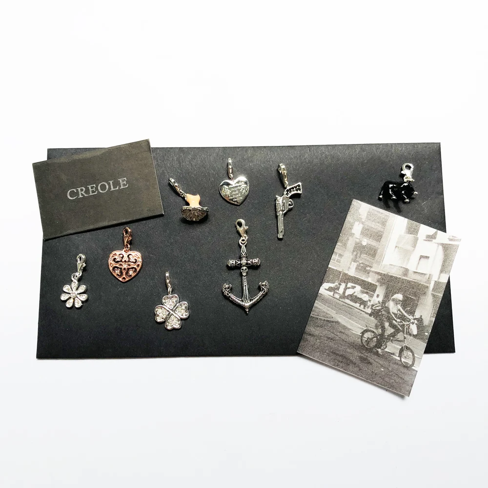 Revolver Bull Anchor Ballet Skirt Heart Mum Mother Cloverleaf Petals Charm Pendant,2019 Trendy Jewelry 925 Sterling Silver Gift