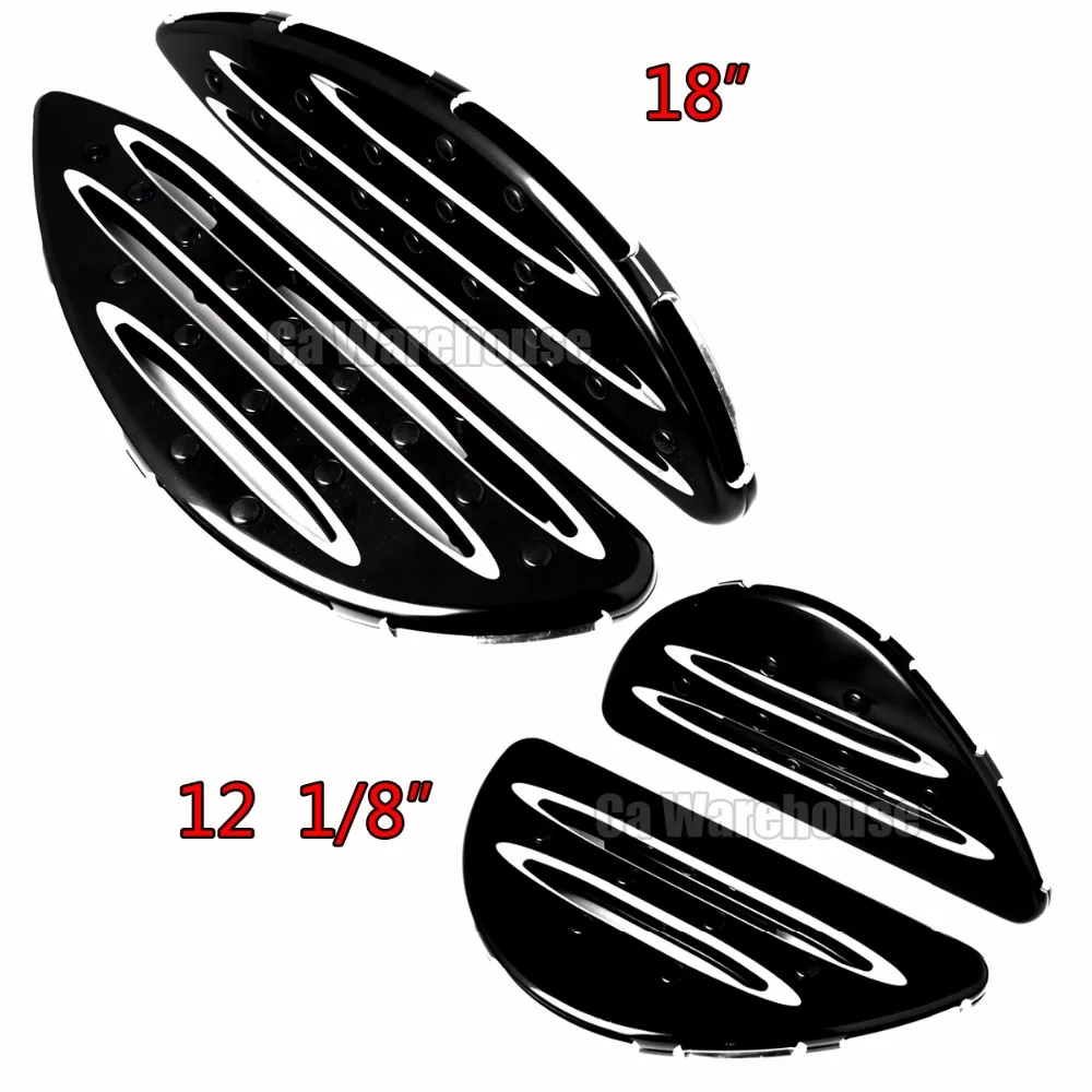 Front 18 inch & Rear 12 inch Shallow Cut Driver Passenger Big Floorboards For Harley Touring Electra Glide FLH/T 2008-2017