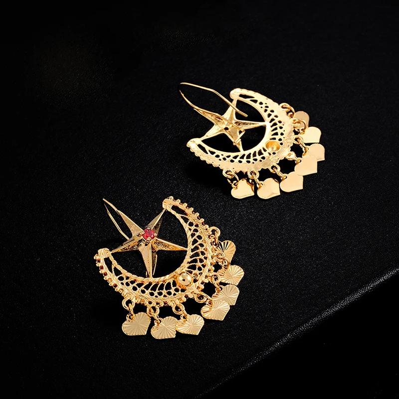 Ethlyn 2018 Gold Color Beautiful Ethnic Wedding Luxury Jewelry Sets for Women Accessories Lock Star Big Necklace/Drop Earrings