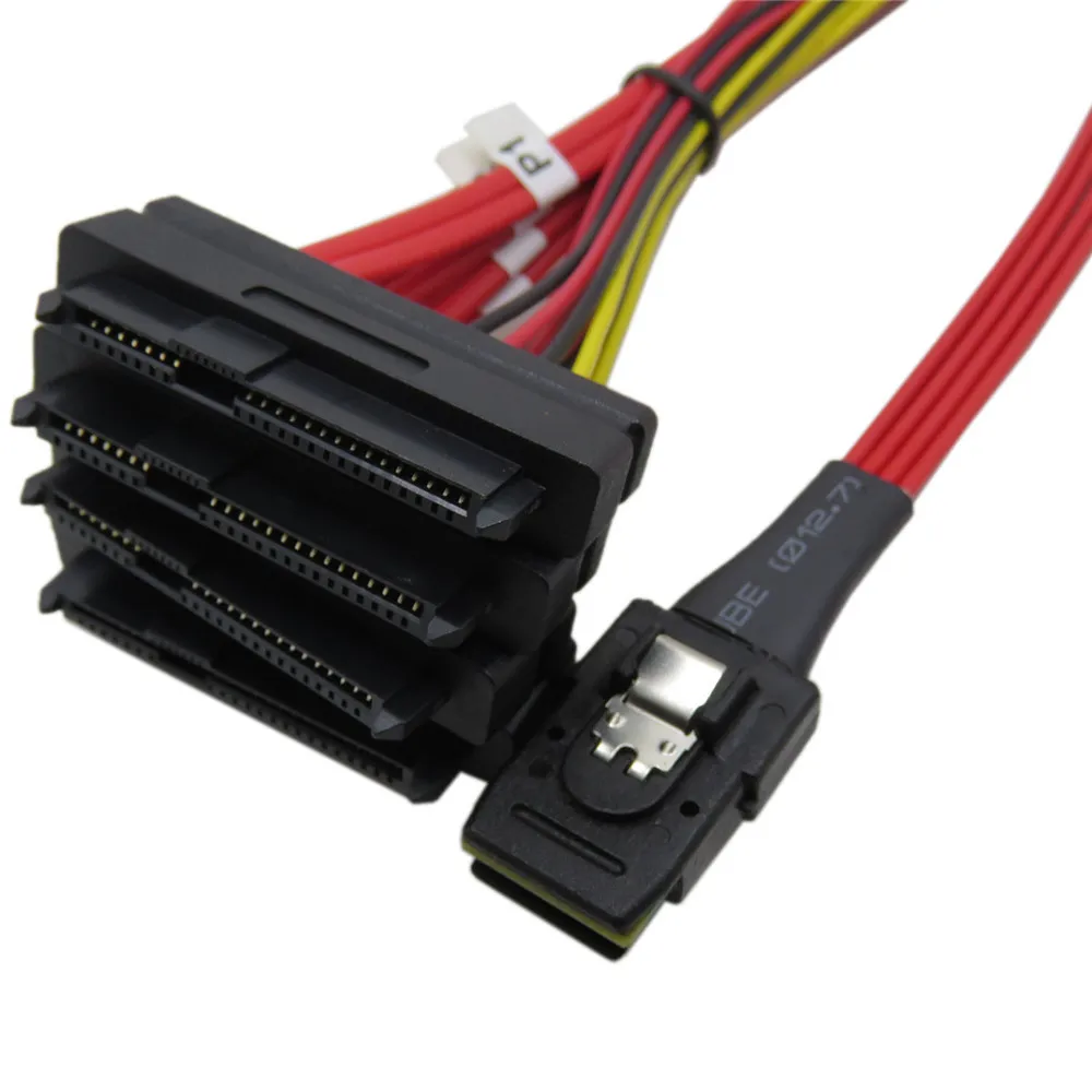 Mini SAS 4i SFF-8087 36P To 4 SAS 29Pin  Sff 8482 Red cable 100cm