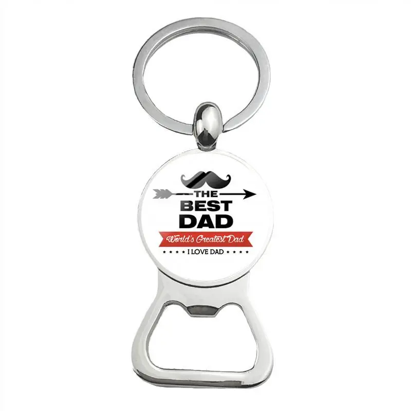 Super Papa Papa Bier Flaschenöffner Schlüsselanhänger versilbert Glas Cabochon Schlüsselanhänger Schmuck Liebesgeschenke für Vater – Detail 4