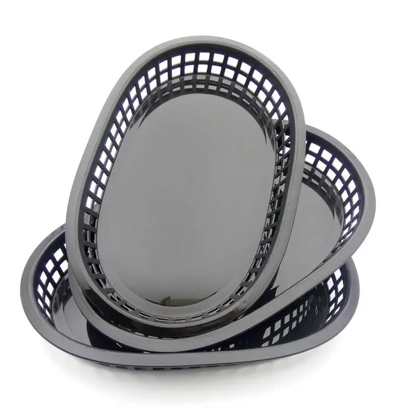 Big Size Plastic Solid Serving Basket, French Fries Basket, Nontoxic Oval Kep PP Food Tray, Restaurant Chips Hamper Ware Set