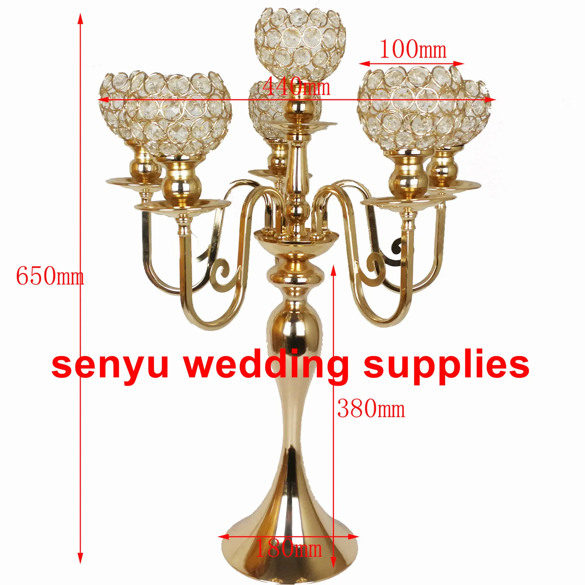 

Hot new style Tall 5-arms Crystal Candelabras Table Centerpiece Wedding Supply senyu0047