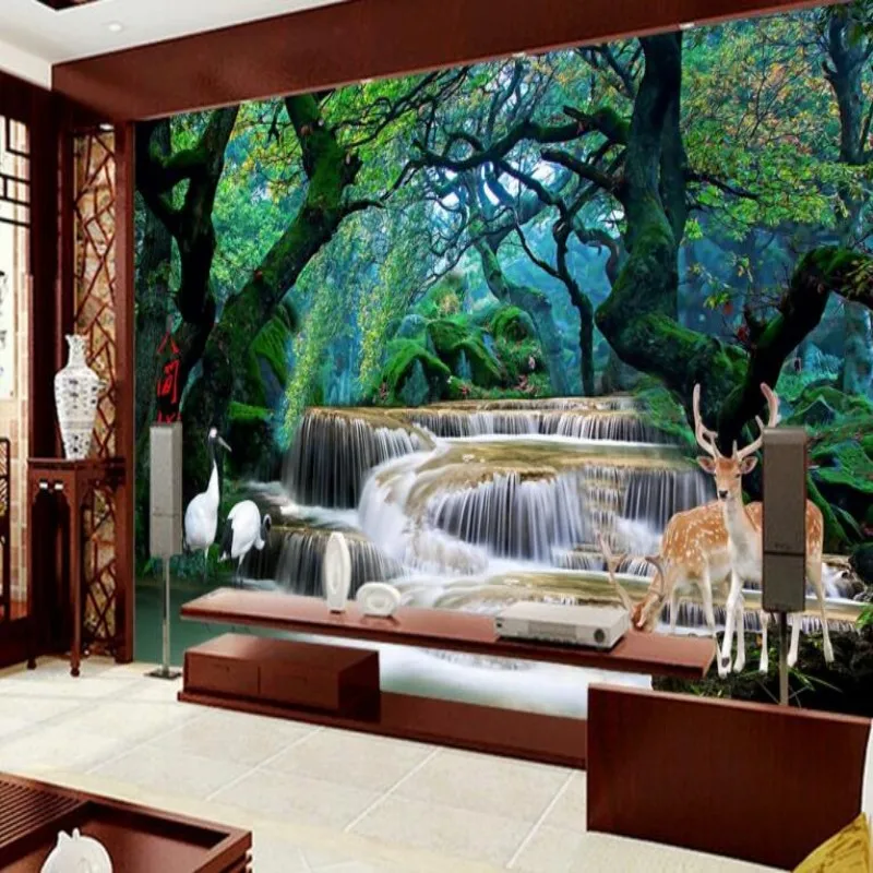 beibehang Custom 3 d fairyland fantasy photo fantasy forest waterfall room wall mural 3d wallpaper wallpaper living room setting