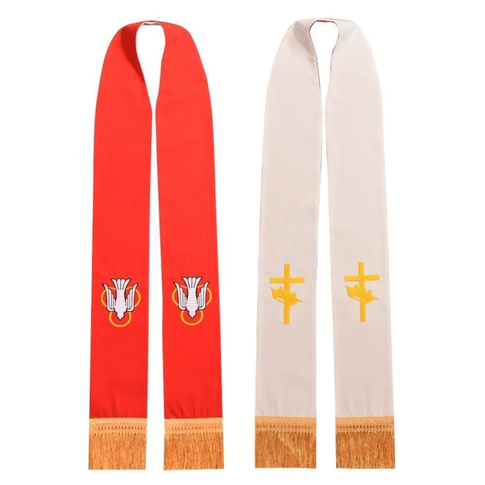 Clergy Stole Unisex Adults Overlay Double Sided Cross Gold Tassels