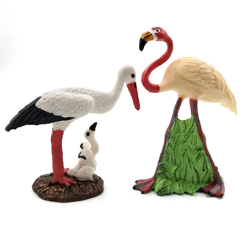 Simulation Flamingo White crane Miniature Animal Model bird Figurine home decor miniature fairy garden decoration accessories