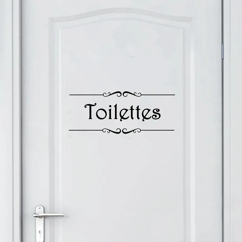 Porte Salle de bain et Toilettes Wall Sticker French Bathroom Toilet Door Wallpaper Mural Decals Vinyl Wall Sticker Home Decor