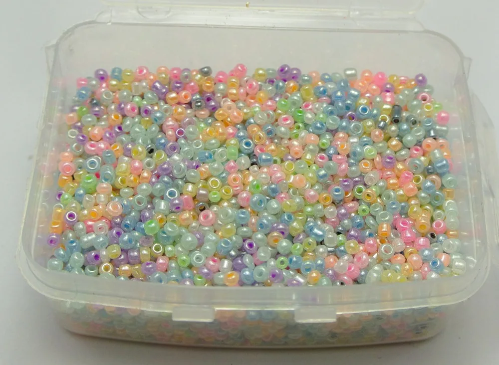 5000 Mixed Ceylon Pearl Color Glass Seed Beads 2mm (10/0) + Storage Box