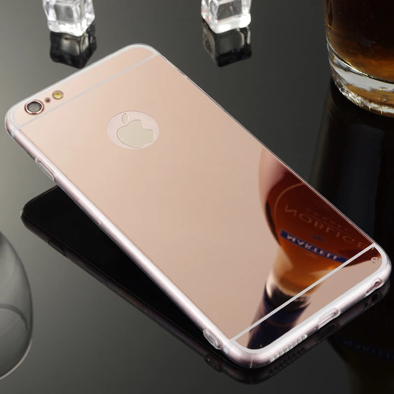 Rose Gold Phone Cases For Aifon iPhone 6 Plus Soft TPU Mirror Back Cover Capinhas For iPhone 6S PLus 5 5S SE 6Plus Celular Coque image 2