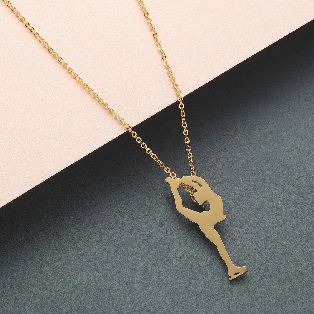 Cxwind Ice Skating Woman Pendant Necklace for Women Simple Female Figure Shape Chain Necklaces Collier 2025 Jewelry Wholesale