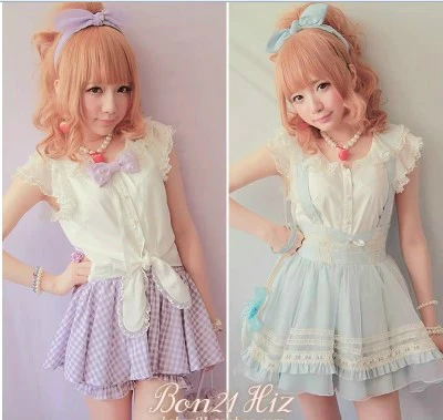 

Princess sweet lolita blouse BoBON21 exclusive original design beautiful lace butterfly sleeve Rabbit ear T1026 lace-up shirt