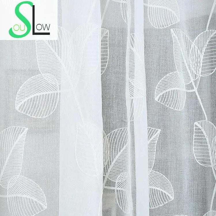 Broad leaved Yarn Selling Woven Exquisite Embroidery Curtain Modern Technology Special French Window Tulle Curtains White