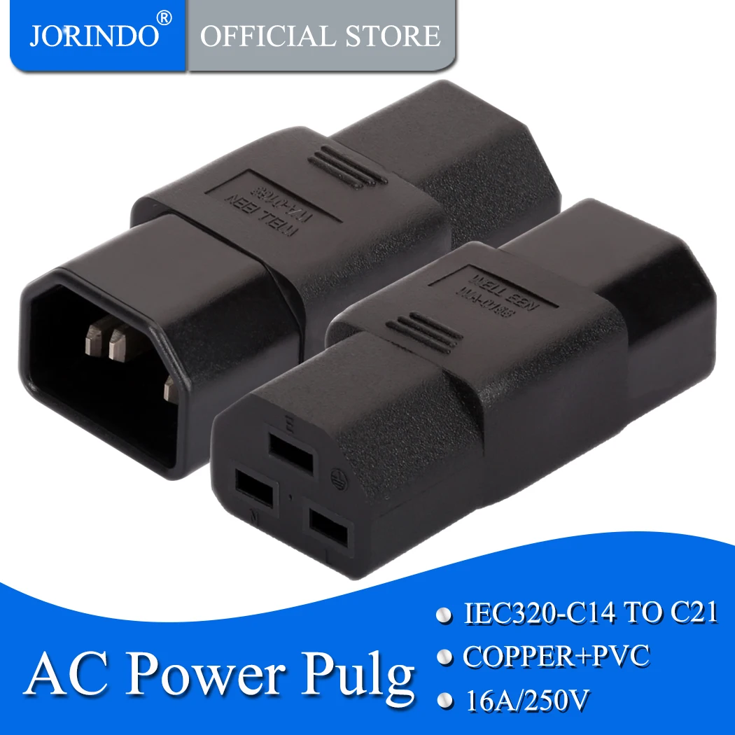 JORINDO IEC320 C14 TO C21,C14 male to C21 female PDU UPS Power Receptacle Outlet 10A to 16A Power Connector Plug Adapter Socket