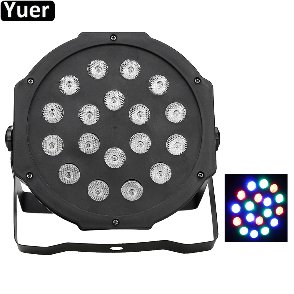 

New Disco Light 18x3W RGB LED Par Light DMX512 6CH DJ Equipment Sound Party Wedding Color Music Bar LED Par Light Stage Lighting