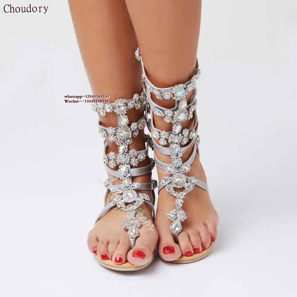 women sandal fashion summer women shoes sandals with rhinestones sandalia feminina women shoes plus size 43 Crystal