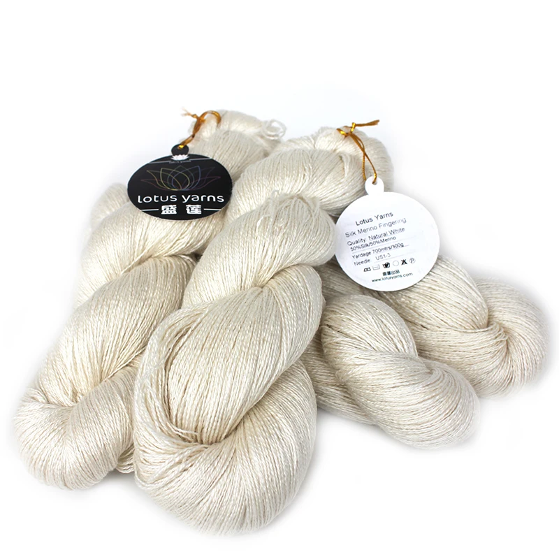 Silky Merino Fingering Undyed Yarn Hand Knitting Yarn 50%silk 50%merino knitting yarn