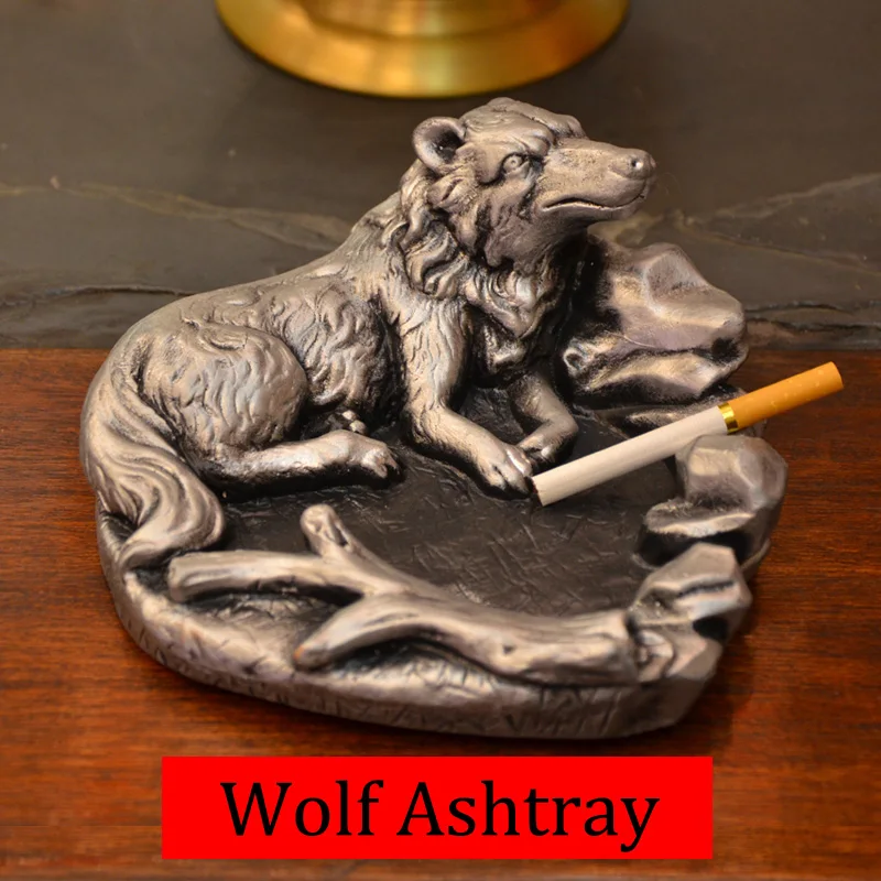 Domineering Langtou resin ashtray personality animal Wolf ashtray Office and Living Room desktop Decoration