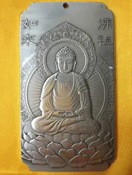 Chinese tibet Silver Bullion dispel evil buddha statue amulet necklace pendant metal handicraft
