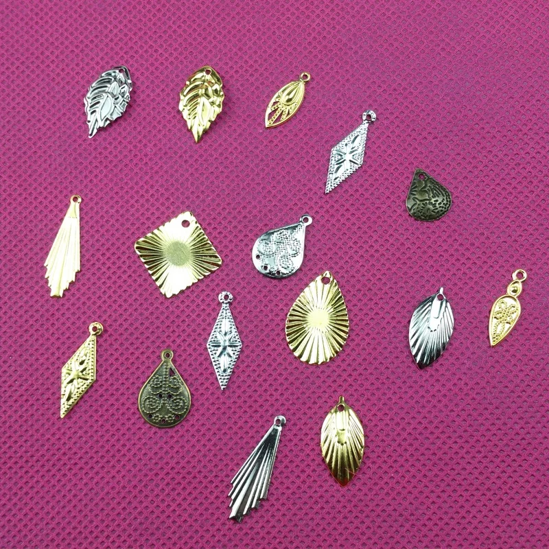 50Pcs / lot Metal Crafts  DIY  jewelry Findings charm pendants drops  Ear Hand chain Necklace accessories