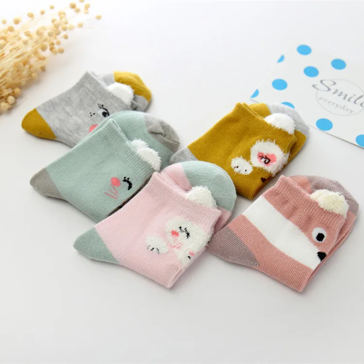 5pairs/lot New Fashion Boys And Girls Socks Ins New Cotton Socks Children Spring Autumn Socks Lovely Cartoon Sock