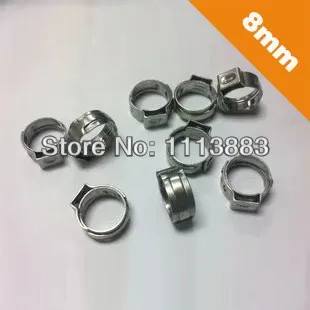 

High Quality 304 Stainless Steel 6.8mm-8mm Single Ear Stepless Pinch Clamps