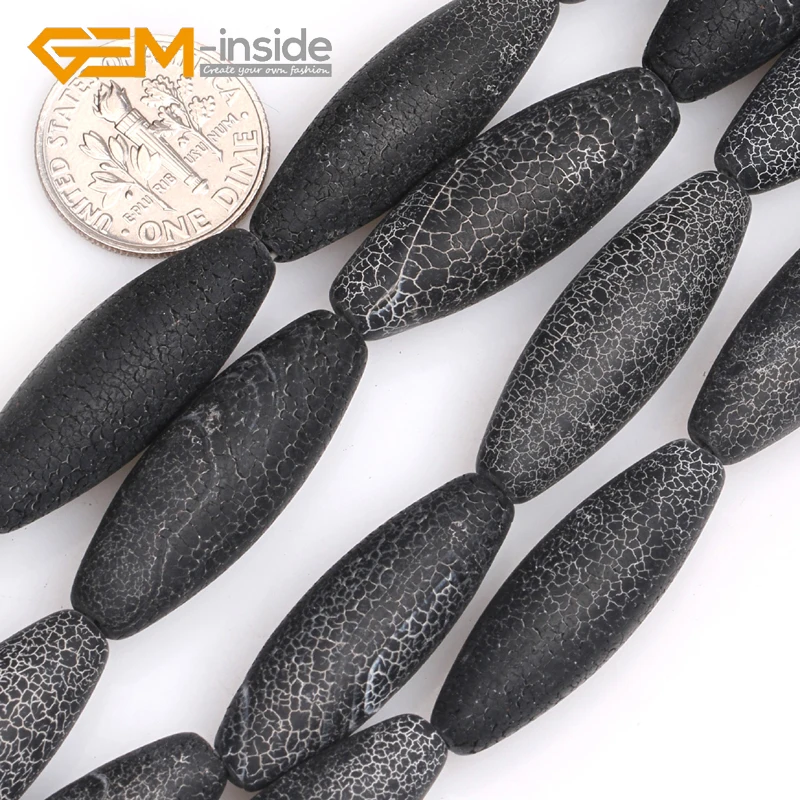 6x13mm 10x30mm Oval Egg Natural Black Agates Stone Loose Beads for Jewelry Making DIY Gifts Strand 15 Inches GEM-inside