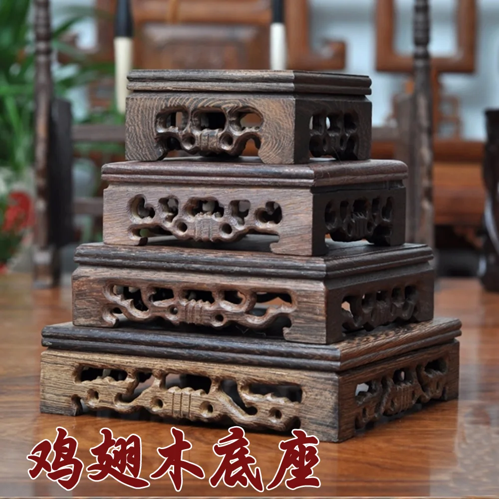 Wenge long square mahogany base Teapot crafts ornaments factory direct carving wood care