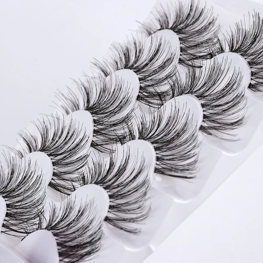 5 Pairs Long Wispy False Eyelashes Natural Black Fake Eyelashes Full Strip Mink Lashes Handmade Eye Lash Extension Makeup Tools