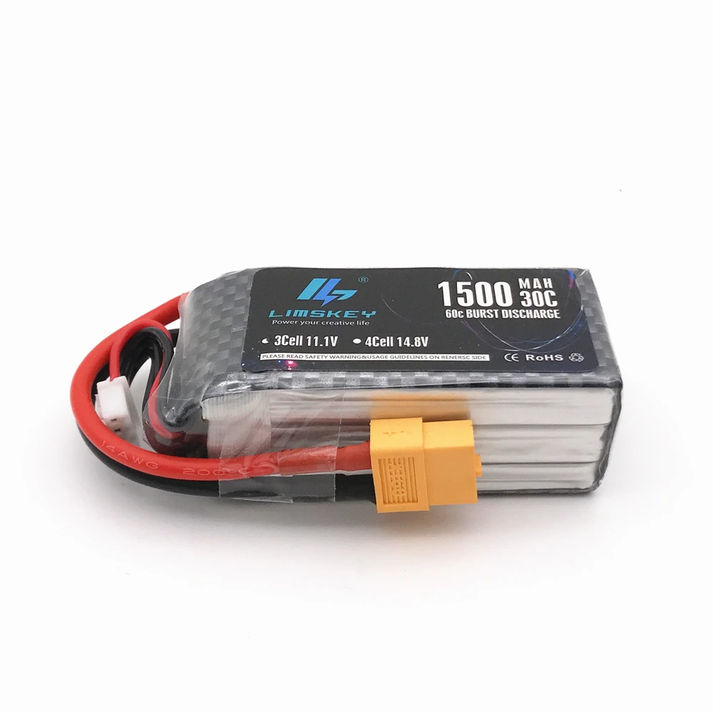 Limskey-batería LiPo 3S de 11,1 V, 1500Mah, 3S, 30C, MAX, 60C, XT60, enchufe para coche, avión, barco, helicóptero, WLtoys V950, 3 uds.