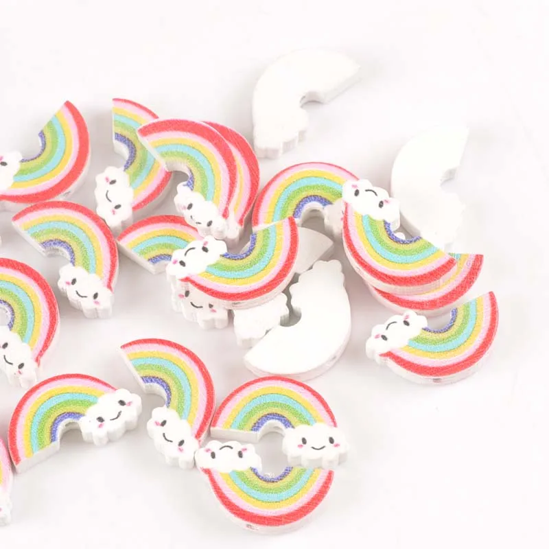 20pcs Mixed colour Licorne Pattern Wooden Spacer Beads For Jewelry making  22x12mm MT2009X