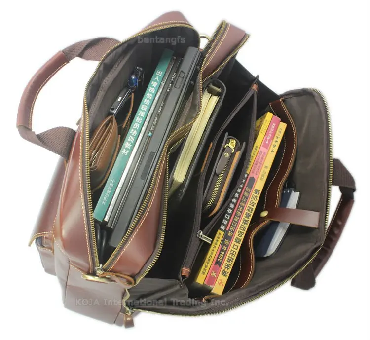 Luxury Italian Genuine Leather Briefcase Men leather 15.6\