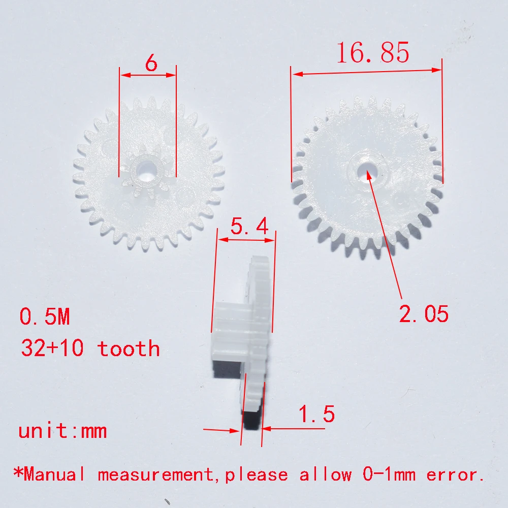 10/100Pc 32 + 10T 0.5M 2.1Mm Plastic Gear Gat Dron Rc Auto Vliegtuig Robot kinderen Speelgoed Voor Jongens Diy Baby Accessoires Montessori GP32102B