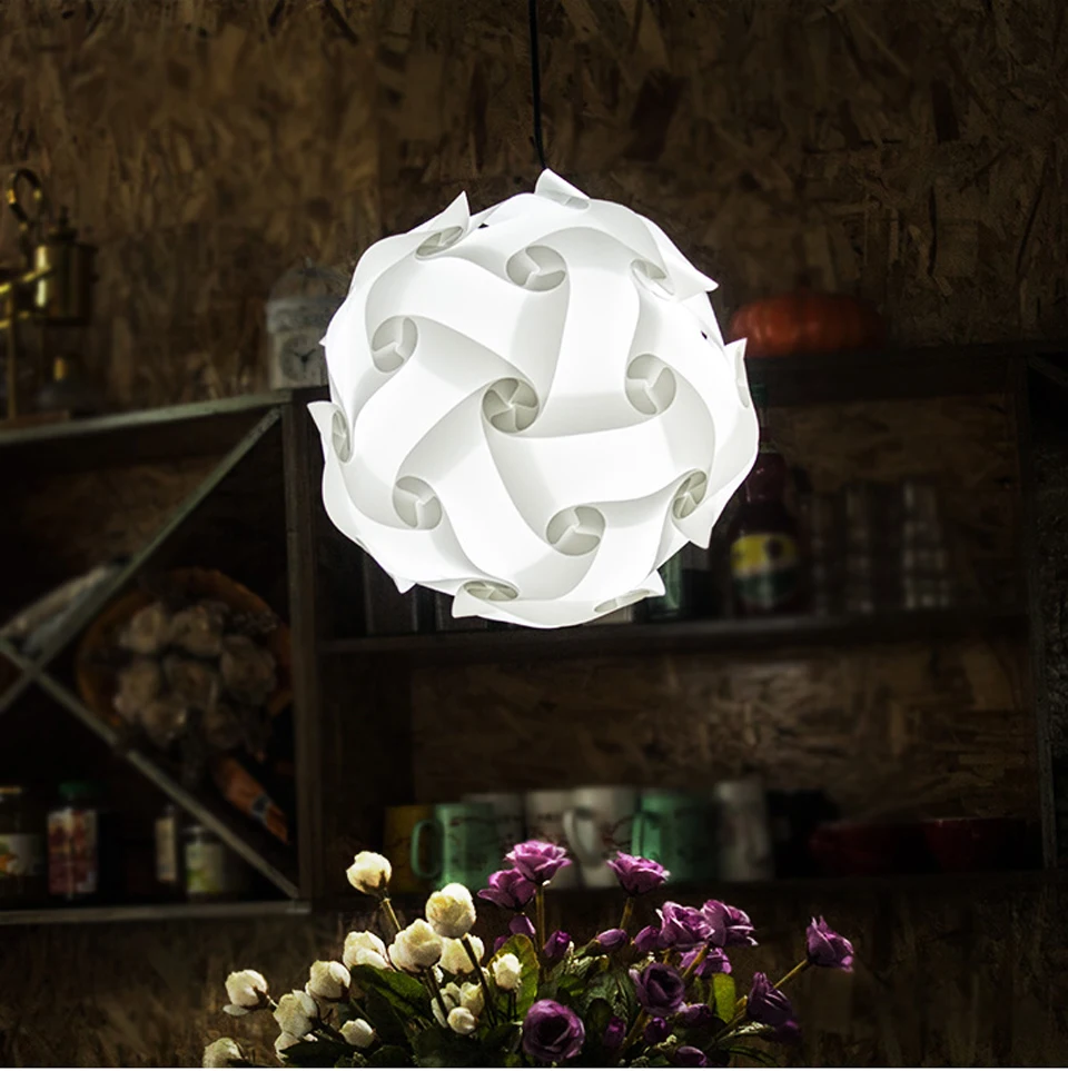 

DIY Modern Ball Novelty IQ Jigsaw Lamp Puzzles Pendant Light Dia.25cm/30cm/40cm Lampshade +E27 Lamp Holder 1 Meter Hanging Wire