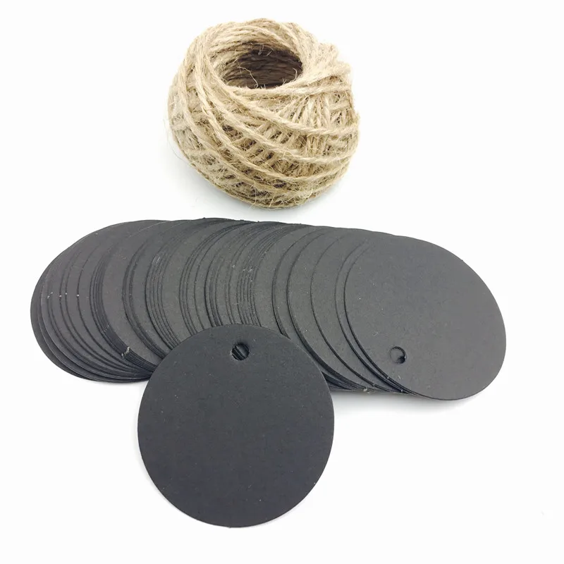 100pcs/lot White Black Brown Kraft Paper Tags Round Luggage Note Wedding Cards Blank Craft Paper Gift Tags 5*5cm