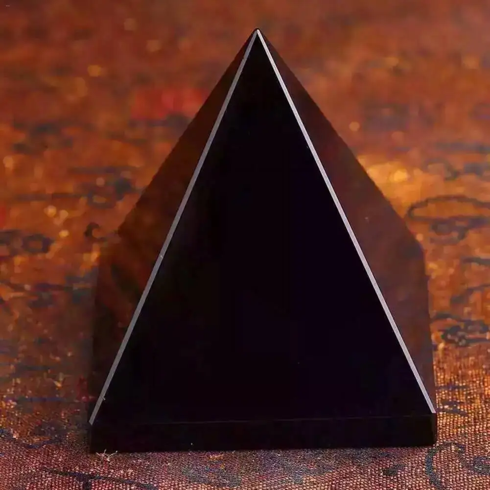 Obsidian Pyramid Living Room Natural Crystal Stone Obsidian Pyramid Ornaments #CO