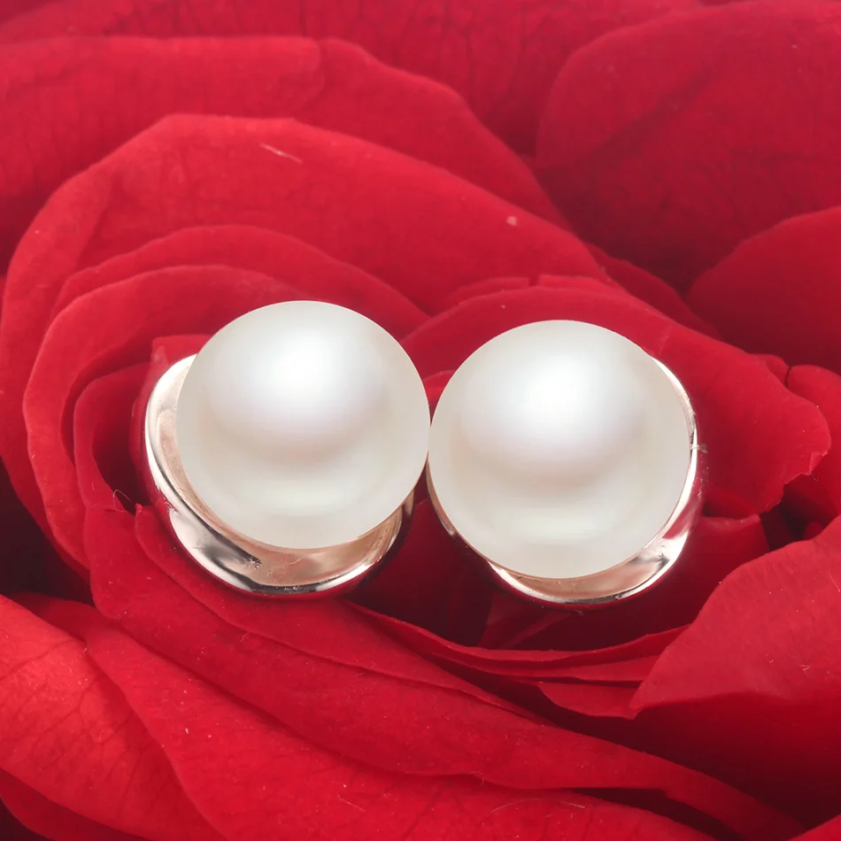 925 Sterling Silver Stud Earring For WomenTop AAAA freshpearl Earrings 100% Genuine Pearl Jewelry Natural Pearl Gift Pendientes