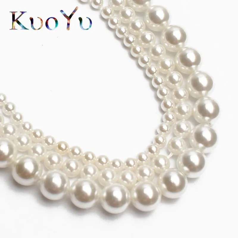 AA+ Natural White Shell Pearl Round Loose Spacer Beads For DIY Making Bracelet Necklace Jewelry Strand 15''2/3/4/6/8mm wholesale