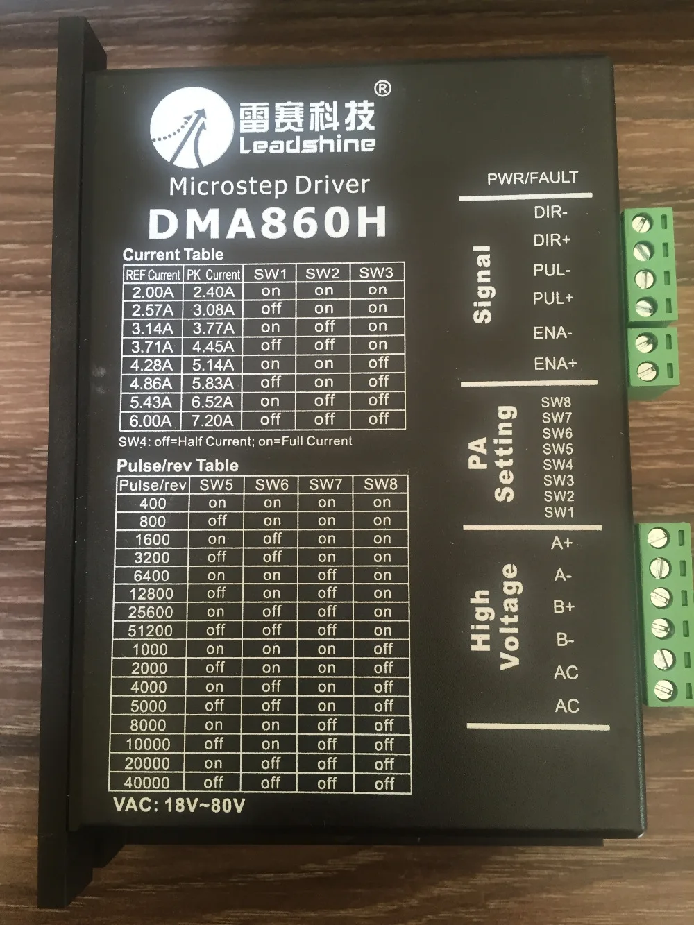 

DMA860H drive stepper motor LEADSHINE DC 24-80V For 2 Phase Digital medium engraving machine, stepping motor drive 18V-80V