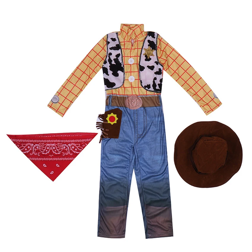 Woody West-disfraces de Cosplay de vaquero para niños, disfraces de Anime para Halloween, vestido de fantasía para Festival de carnaval, monos para mascarada, sombrero de utilería salvaje