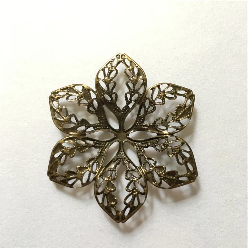 500Pcs Wholesale Filigree Hollow Flower Embellishments Findings,Jewelry Accessories,Bronze Tone,4.3cm