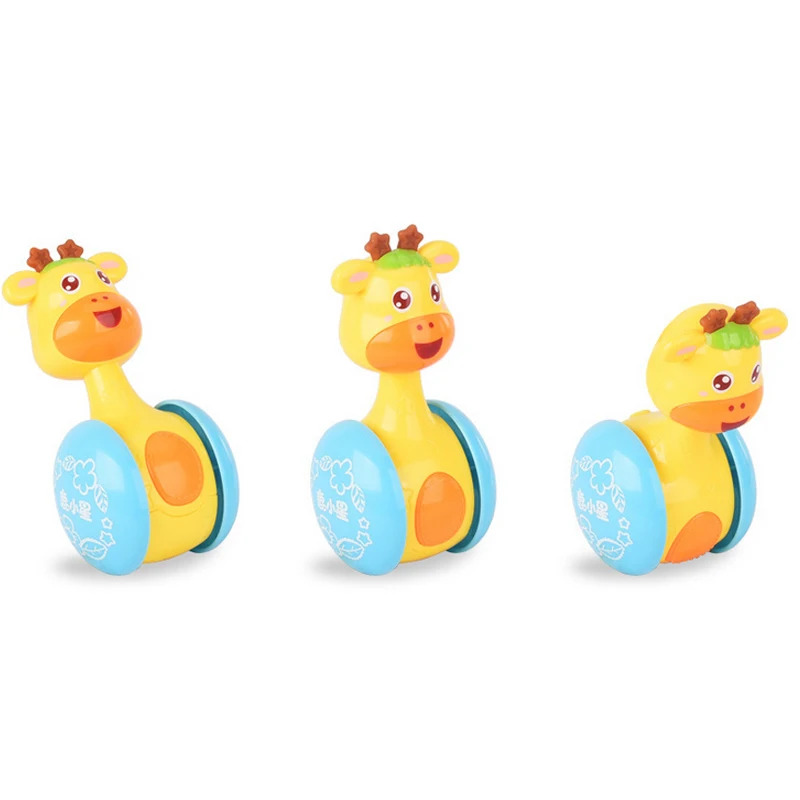 Yuanlebao Cartoon Giraffe Roly-poly Baby Rattle Newborn Toys Tumbler Doll Music Toy for infant Educational Baby Toys 0-12 Months