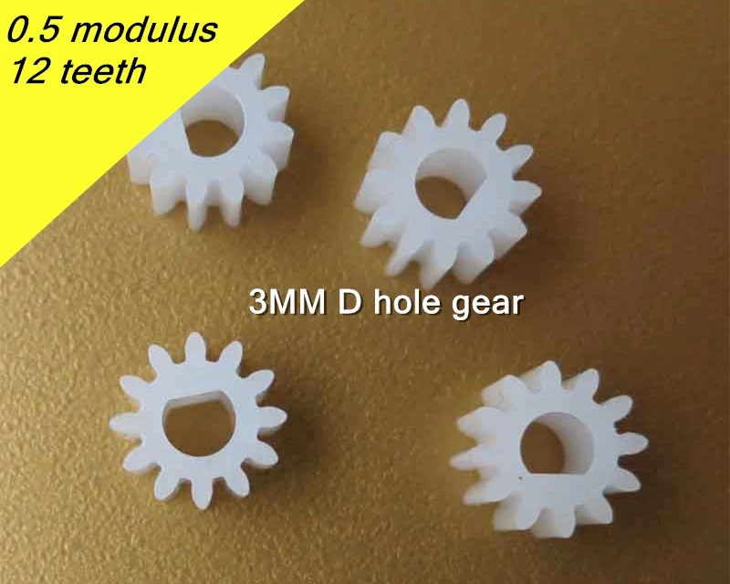 10pcs/Lot 0.5M 12T 3MM D Hole Gear,1012DF 0.5 Modulus 12 Teeth Plastic Gear,N20 DC Gear Motor Shaft Gear