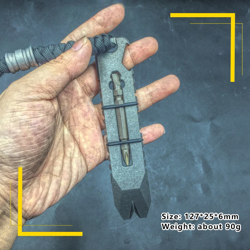 

1PC Portable Titanium Alloy Crowbar Opener Screwdriver Tool Kit Outdoor Pocket EDC Multitool Tactical Self-defense Equipment