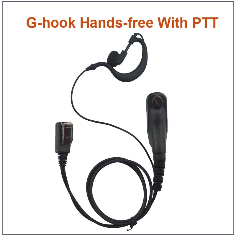 Color Black 1-wired G-hook Earpiece Handsfree headset with  PTT (Push-To-Talk) for MOTOTRBO DP4800 MTP6550 XPR6500 APX6000 etc.